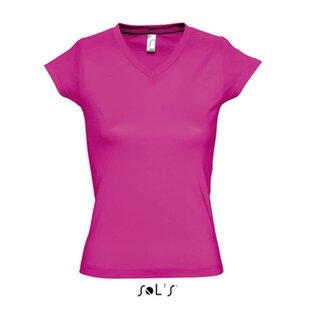 Women T-shirt V-hals - Fuchsia