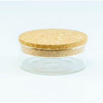 Laag Glazen Cylinder Potje met Kurkstop