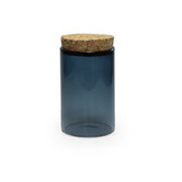 Glazen SILVER BLUE mini potje met deksel kurk