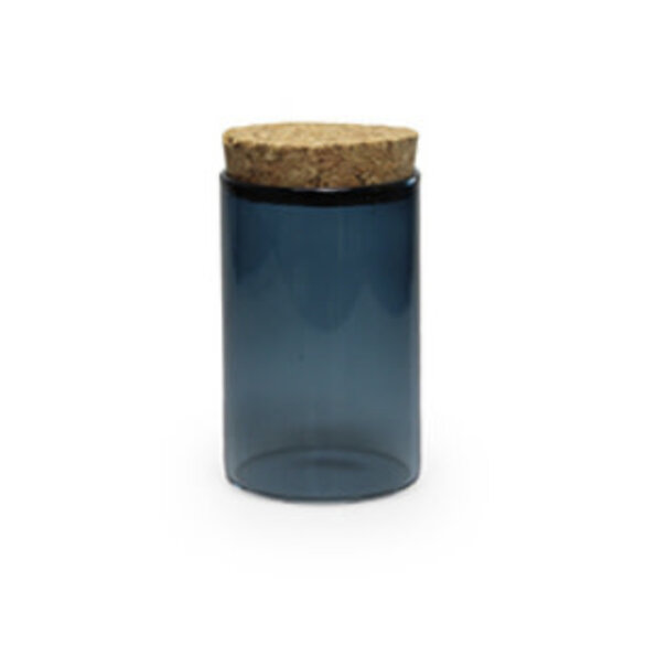 Glazen SILVER BLUE mini potje met deksel kurk