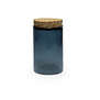 Glazen SILVER BLUE mini potje met deksel kurk
