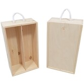 Wijnkist 2 flessen grenen met schuifdeksel