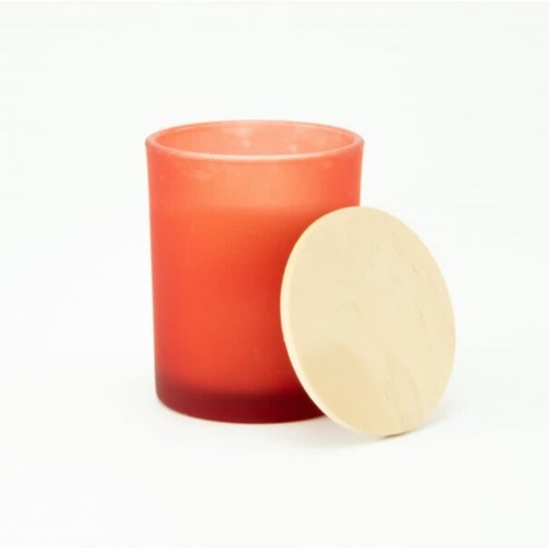 Geurkaars LARGE met houten deksel - Frosted TERRACOTTA