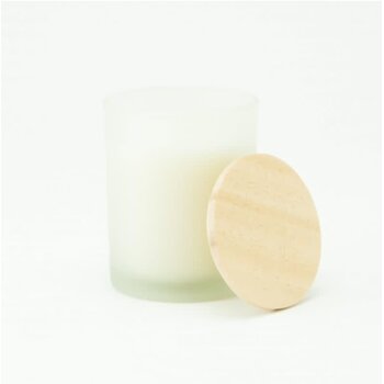 Geurkaars LARGE met houten deksel - Frosted WIT