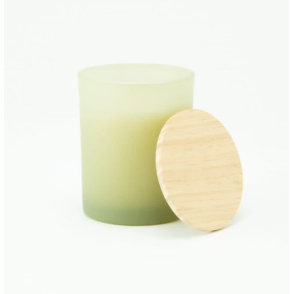 Geurkaars LARGE met houten deksel - Frosted ZIJDEGROEN