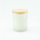 Geurkaarsje met houten deksel - Frosted WIT