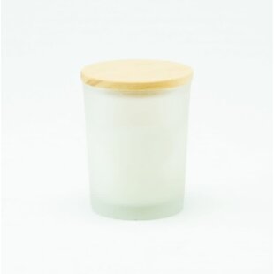 Geurkaarsje met houten deksel - Frosted WIT