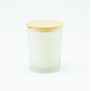 Geurkaarsje met houten deksel - Frosted WIT
