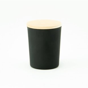 Geurkaarsje met houten deksel - Frosted ZWART
