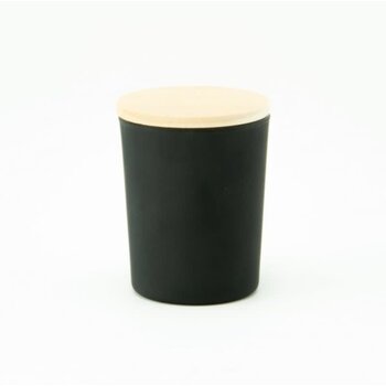 Geurkaarsje met houten deksel - Frosted ZWART