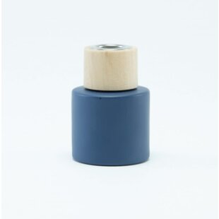 Parfumflesje Cylinder Marineblauw met houten  schroefdop - 50ml