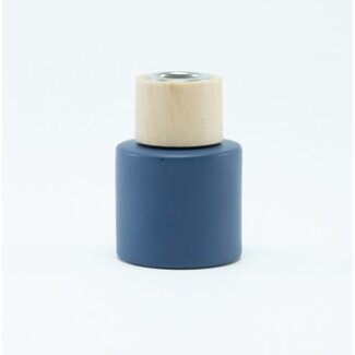 Parfumflesje Cylinder Marineblauw met houten  schroefdop - 50ml