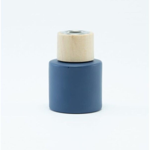 Parfumflesje Cylinder Marineblauw met houten  schroefdop - 50ml