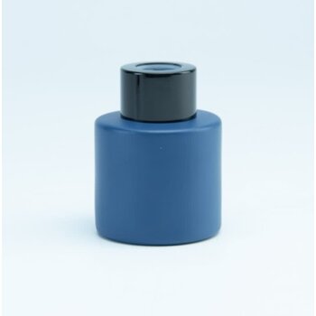 Parfumflesje Cylinder Marineblauw met zwarte schroefdop - 50ml