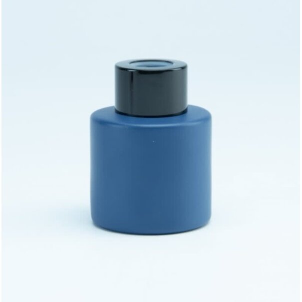 Parfumflesje Cylinder Marineblauw met zwarte schroefdop - 50ml