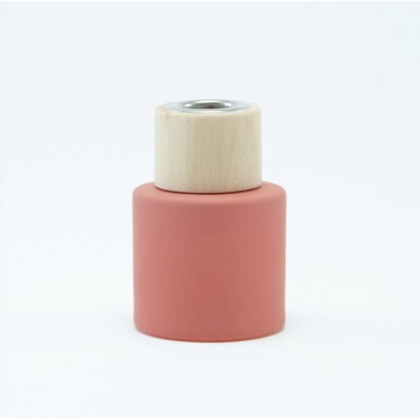 Parfumflesje Cylinder Terracotta met houten schroefdop - 50ml