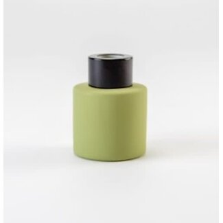 Parfumflesje Cylinder Zijdegroen met zwarte schroefdop - 50ml