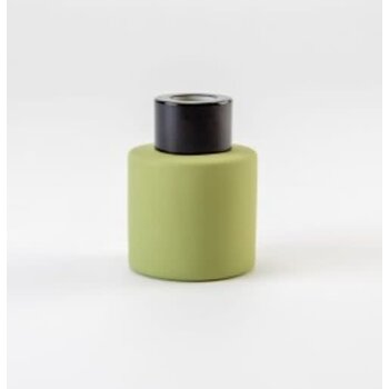 Parfumflesje Cylinder Zijdegroen met zwarte schroefdop - 50ml