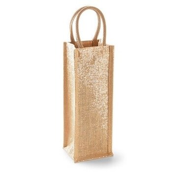 Westford Mill | Shimmer Jute Bottle Bag Gold