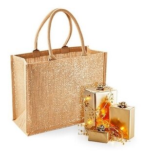 Shimmer Jute Shoppper Gold