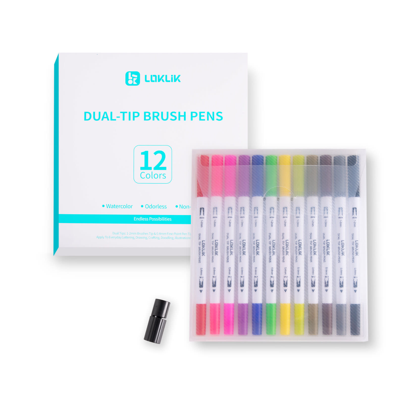 PuTwo Dual Brush Pens In 12 Colors: Dual Flexible Tips (Fine 0.8mm...