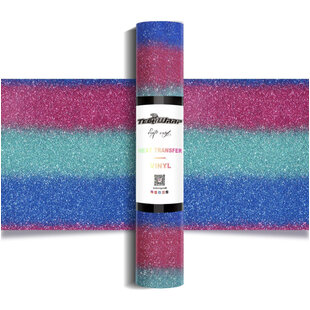 Ombré Glitter Heat Transfer Vinyl 1,5m - Rainbow Blue Teckwrapcraft