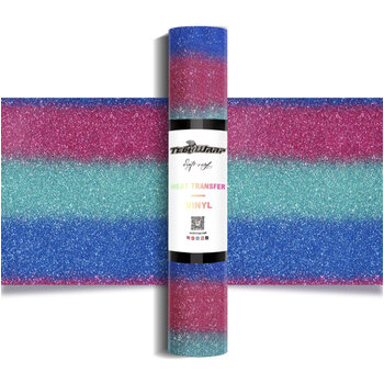 TeckwrapCraft | Ombré Glitter Heat Transfer Vinyl 1,5m - Rainbow Blue Teckwrapcraft