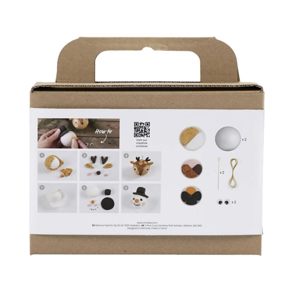 Creativ Company | Mini Set Kerstballen - Rendier en Sneeuwpop