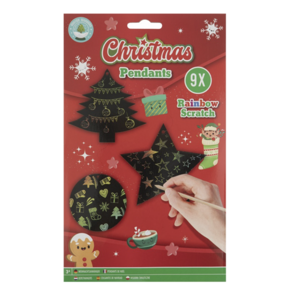 Grafix | XMAS - Regenboog Scratch Pendants