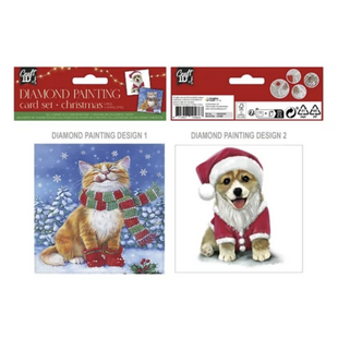 XMAS - Diamond Painting Cards - Cat & Dog