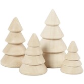 Kerstbomen van hout , 4st