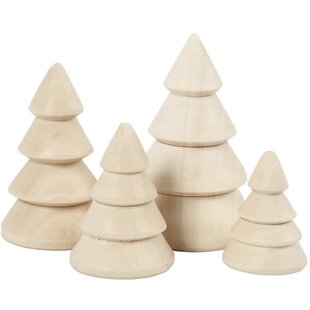 Kerstbomen van hout , 4st