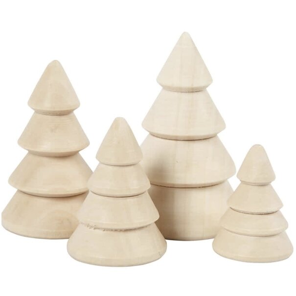 Kerstbomen van hout , 4st