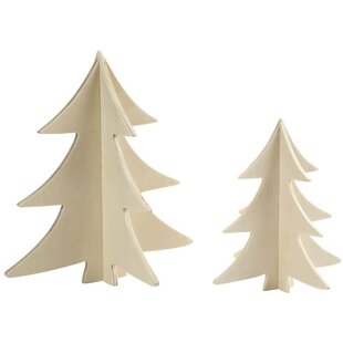 Houten figuur - Set van 2 kerstbomen