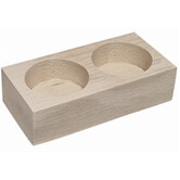 Waxinelichthouder rechthoek met 2 gaten beukenhout (laag)