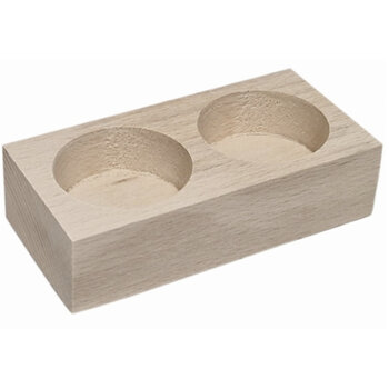 Waxinelichthouder rechthoek met 2 gaten beukenhout (laag)