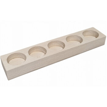 Waxinelichthouder rechthoek met 5 gaten beukenhout (laag)