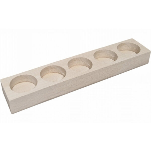 Waxinelichthouder rechthoek met 5 gaten beukenhout (laag)