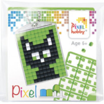 Pixelhobby | Pixel sleutelhanger - Zwarte Kat