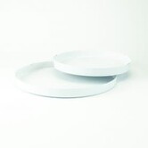 Set van 2 metalen dienbladen rond - wit