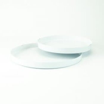 Set van 2 metalen dienbladen rond - wit