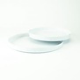 Set van 2 metalen dienbladen rond - wit