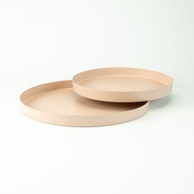 Set van 2 metalen dienbladen rond - blush