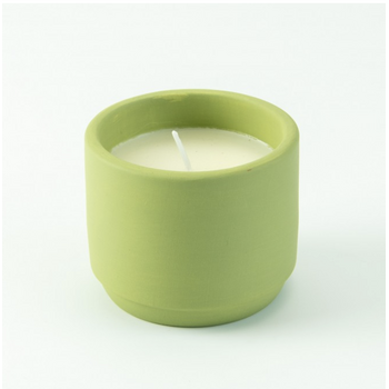 Potje Keramiek Met Kaars - Zijdegroen