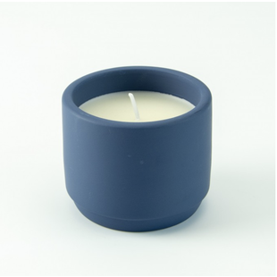 Potje Keramiek Met Kaars - Marineblauw