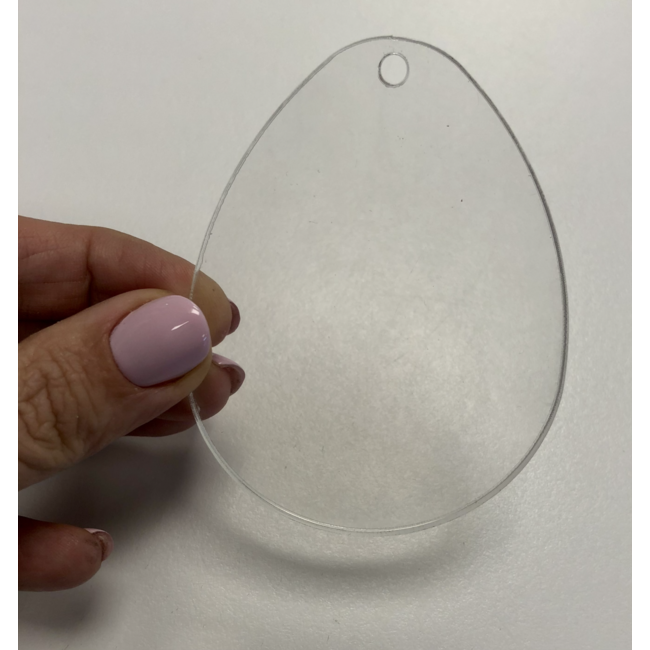 Blanco Ei met ophangoogje - plexiglas transparant LARGE