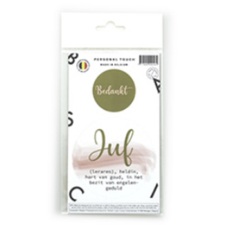 Juf dubbele sticker Aquarel Blush