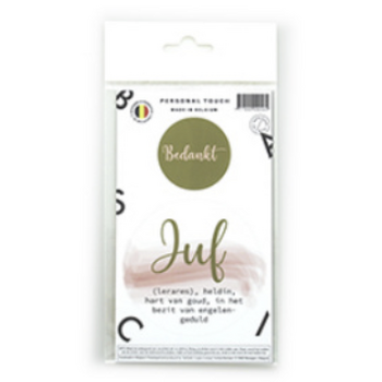 Juf dubbele sticker Aquarel Blush