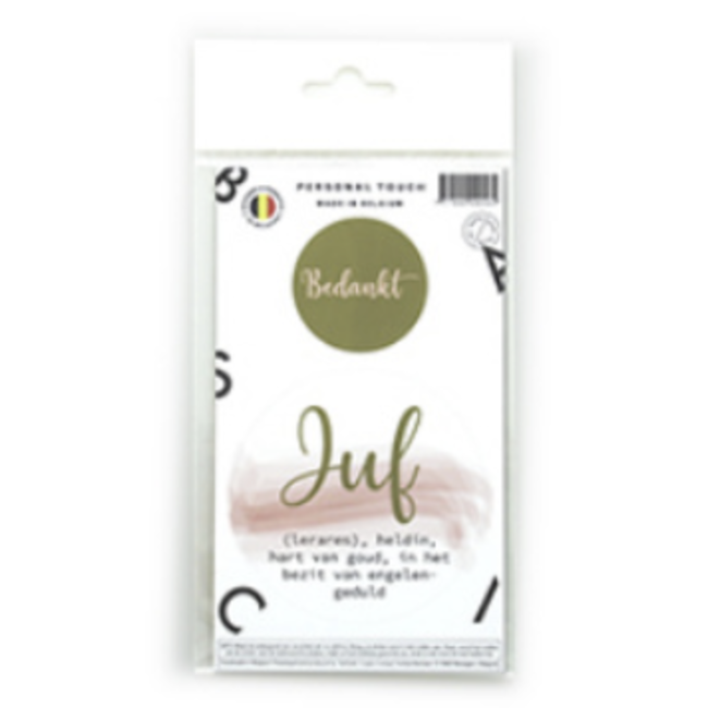 Juf dubbele sticker Aquarel Blush