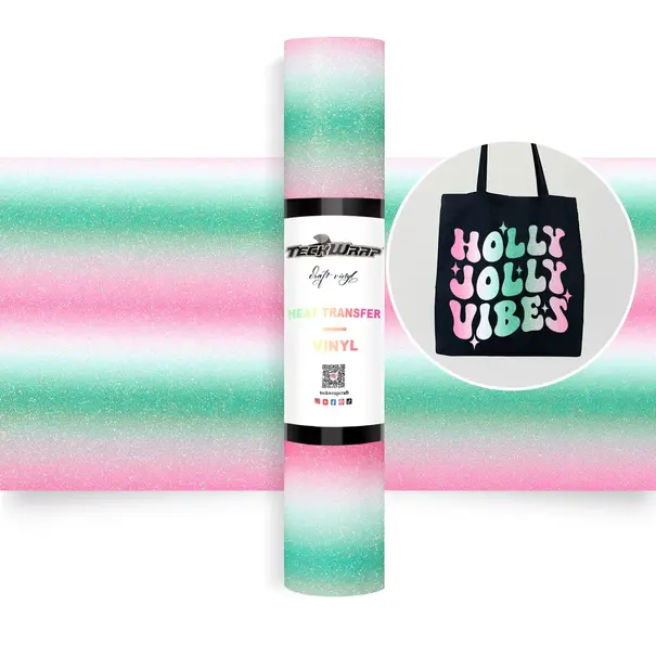 TeckwrapCraft | Ombré Glitter Heat Transfer Vinyl 1,5m - Lollipop Teckwrapcraft